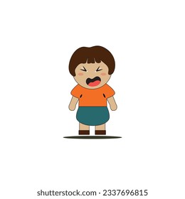 cute little baby  show sad expression and cry. Cartoon character, Crying baby 