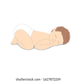 Cute little baby sleep. Isolated on a white background. Flat cartoon vector illustration for print and web projects