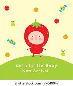 cute little baby strawberry greeting