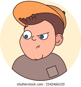 Cute little baby with suspicious face emotion.