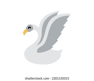 Cute Little Baby Swan. Funny Smiling Bird. Colored Flat Cartoon Vector Illustration.