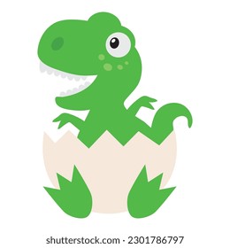 Cute little baby tyrannosaur newly hatched vector cartoon illustration