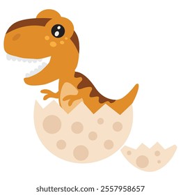 Cute little baby tyrannosaur newly hatched vector cartoon illustration