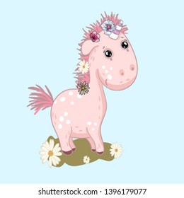 Cute little baby unicorn vector