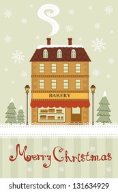 Cute little bakery shop  Christmas card