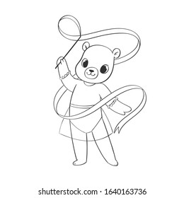 Cute little ballerina bear girl character in tutu dress hand drawn vector illustration. Can be used for t-shirt print, kids wear, fashion design, baby shower invitation card, poster, birthday, nursery