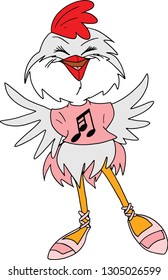 Cute little ballerina chicken performing on stage