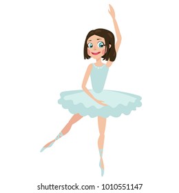 Cute little ballerina dancing in tutu. Ballet poses. Vector illustration.