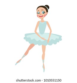 Cute little ballerina dancing in tutu. Ballet poses. Vector illustration.