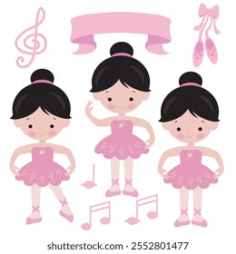 Lindos bailarina menina vetor desenhos animados estilo plana ilustração