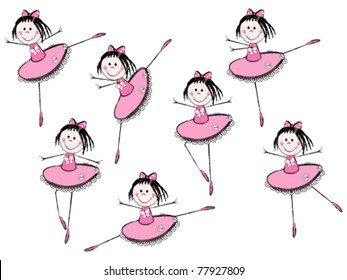 Cute little ballerina in pink dress