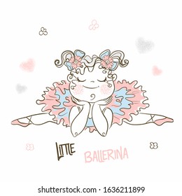 Cute little ballerina in a tutu resting. Vector.