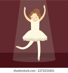 Cute little ballerina in a white tutu. Vector illustration