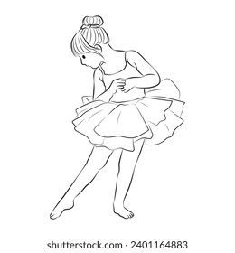 cute little ballerinas ballet costume is dancing pose character cartoon illustration