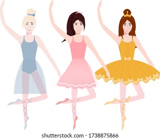 Cute little ballerinas training. Graceful dancers