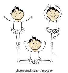 Cute little ballet dancers for your design