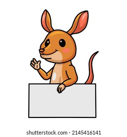 Cute little bandicoot cartoon with blank sign