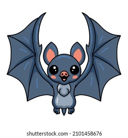 Cute little bat cartoon flying