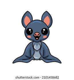 Cute little bat cartoon sitting