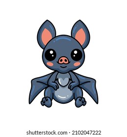 Cute little bat cartoon sitting