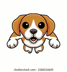 Cute little beagle dog cartoon jumping
