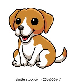 Cute little beagle dog cartoon sitting