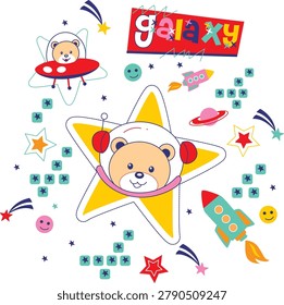 Cute little bear astronaut