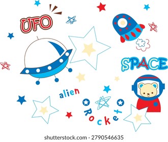 Cute little bear astronaut