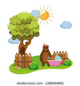 cute and little bear and baby