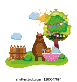 cute and little bear and baby
