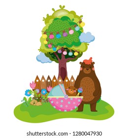cute and little bear and baby
