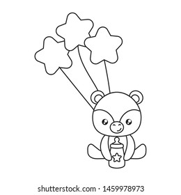 cute little bear baby with balloons helium