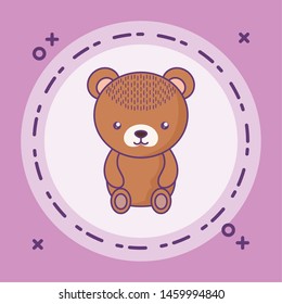 cute little bear baby in circular frame