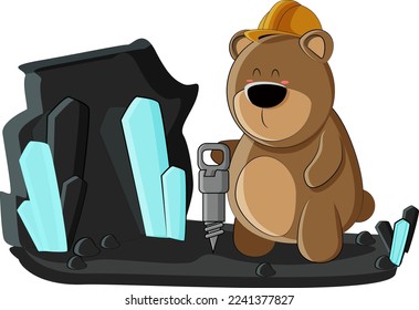 A cute little bear became a miner and decided to mine rare ore