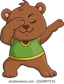 Cute little bear cartoon dabbing dance