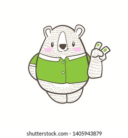 cute little bear cartoon doodle vector