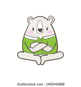 cute little bear cartoon doodle vector