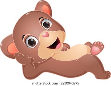 Cute little bear cartoon lying down