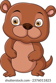 Cute little bear cartoon on white background