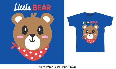 Cute little bear cartoon tee designs concept