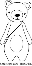 Cute little bear character. Can be used for t-shirt print, kids wear, fashion design, baby shower invitation card, poster, birthday, nursery.Coloring book.