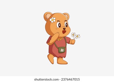 Cute Little Bear Character Design Illustration