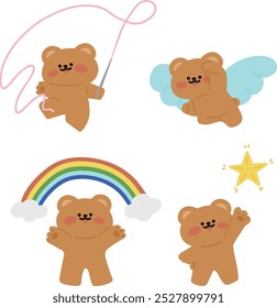 cute little bear character happiness and hopes