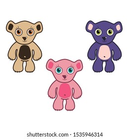 cute, little bear, color, kids, clip art, vector image, illustration, vector image,