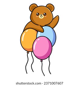Oso pequeño con figura 1, globo azul y corbata de arco
