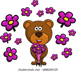 cute little bear with flowers