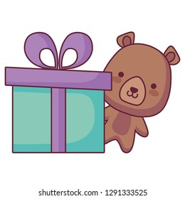 cute and little bear with giftbox