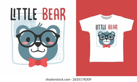 Cute little bear hand drawn illustration vector, ready for print on t-shirt and other uses.