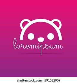 Cute Little Bear Head Logo. Vector Illustration.