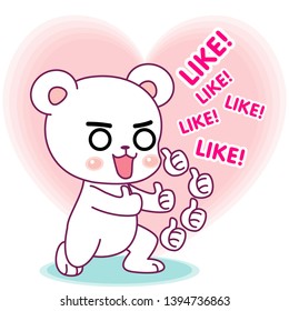 cute little bear, incites people to have likes